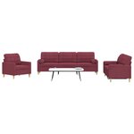vidaXL Ensemble de canapés 3 Pièces coussins décoratifs bordeaux tissu