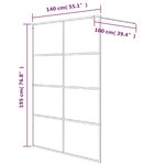vidaXL Paroi de douche Blanc 140x195 cm Verre ESG transparent