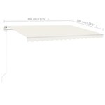 vidaXL Auvent manuel rétractable avec poteaux 4x3 m Crème