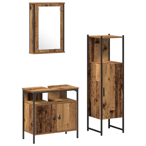 vidaXL Ensemble de meubles de salle de bain 3 pièces Bois ancien en bois d'ingénierie