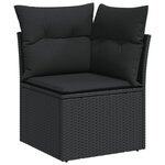 vidaXL Salon de jardin 4 Pièces avec coussins noir résine tressée