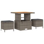 Ensemble de 11 Pièces de Canapé de Jardin avec Coussins Gris Rotin Synthétique Acacia