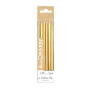 12 bougies longues dorées - 12 cm