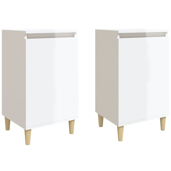 vidaXL Tables de chevet 2Pièces blanc brillant 40x35x70cm bois ingénierie
