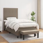 vidaXL Sommier à lattes de lit avec matelas Taupe 90x190 cm Tissu