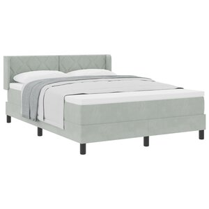 Lit Box Spring vidaXL avec Matelas Gris clair 160x200 cm Velours