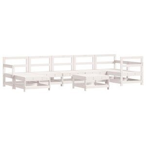 vidaXL Salon de jardin 8 Pièces Blanc Bois de pin massif