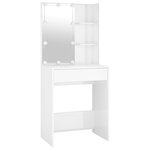 vidaXL Ensemble de coiffeuse avec LED Blanc brillant Bois d'ingénierie
