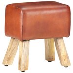vidaXL Banc saut de cheval 38 cm marron cuir véritable et manguier