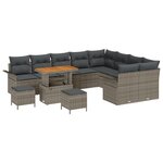 Ensemble de Canapés de Jardin de 12 Pièces Avec Coussins Gris Poly Rattan Acacia