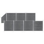 vidaXL Ensemble de clôture WPC 7 Carré + 1 Incliné 1311x186 cm Gris