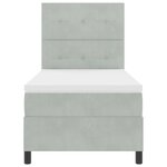 Lit à sommier avec matelas et lumière LED Gris clair 90x200 cm en velours