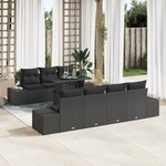 vidaXL Ensemble de Canapé de Jardin de 8 Pièces avec Coussins Noir Poly Rattan