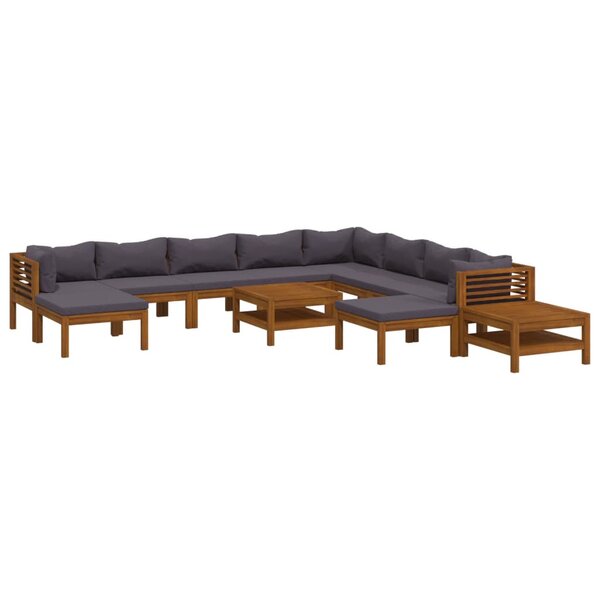 vidaXL Salon de jardin 12 Pièces avec coussin Bois d'acacia solide