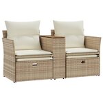 vidaXL Canapé de jardin 2 places avec tabourets beige résine tressée