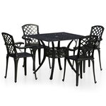 Ensemble de bistro jardin meuble extérieur terrasse 5 pièces aluminium coulé noir 02_0013537
