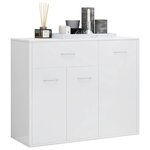 vidaXL Buffet Blanc brillant 88x30x70 cm Bois d'ingénierie