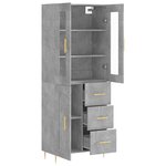 vidaXL Buffet haut Gris béton 69 5x34x180 cm Bois d'ingénierie