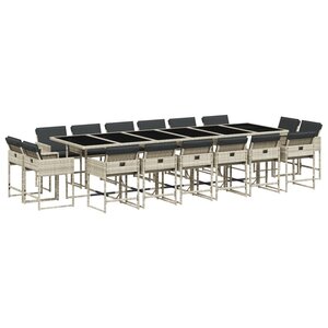 vidaXL Ensemble à manger de jardin et coussins 17 Pièces gris clair rotin