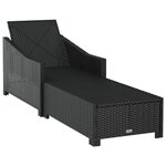 vidaXL Chaise longue avec coussin blanc crème Résine tressée Noir