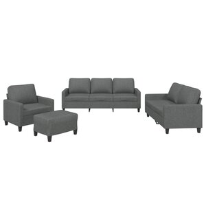 vidaXL Ensemble de canapés 4 Pièces avec coussins Gris foncé Tissu