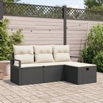 Ensemble de canapés de jardin 4 pièces vidaXL avec coussins noirs en poly rotin