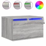 vidaXL Tables de chevet murales avec lumières LED 2 Pièces sonoma gris