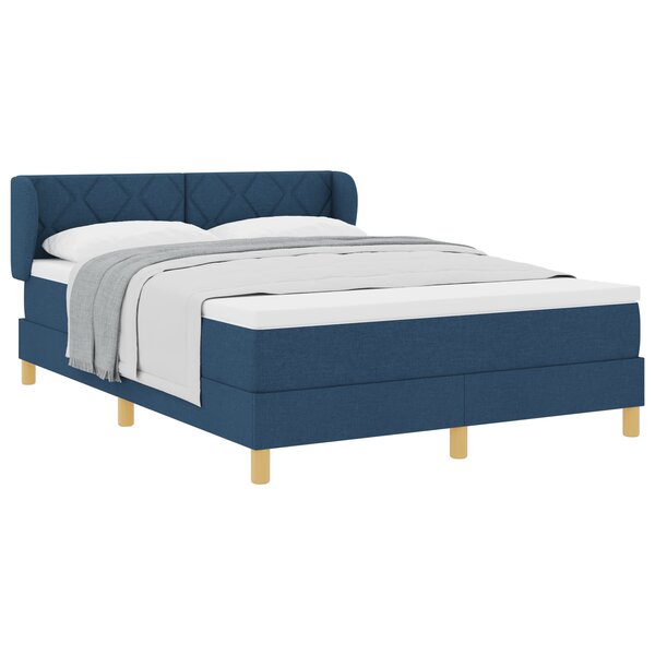 Lit Box Spring vidaXL avec Matelas - Bleu  140x190 cm  Tissu