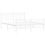 vidaXL Cadre de lit métal sans matelas et pied de lit blanc 150x200 cm