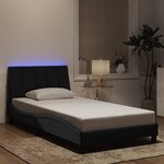 vidaXL Cadre de lit avec LED sans matelas noir 100x200 cm velours