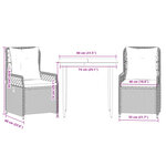 vidaXL Ensemble à manger de jardin 3Pièces coussins gris clair poly rotin
