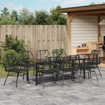 vidaXL Ensemble de salle à manger de jardin 9 pièces Noir Poly Rotin