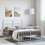 vidaXL Cadre de lit métal sans matelas et pied de lit blanc 150x200 cm
