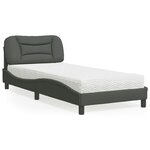 vidaXL Lit avec matelas gris foncé 80x200 cm tissu