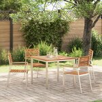 vidaXL Chaises de jardin empilables 4 Pièces En bois massif teck et acier inoxydable