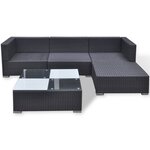 Salon de jardin meuble d'extérieur ensemble de mobilier 5 pièces avec coussins résine tressée noir 02_0016495