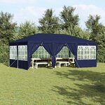 vidaXL Tente de fête avec 10 murs latéraux bleus de 6x4 m en PE