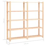 vidaXL Étagères de rangement à 5 niveaux 5Pièces 170x38x170 cm Pin 500 kg