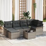 Ensemble de canapé de jardin 6 pièces avec coussins noirs en poly rotin