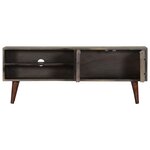 vidaXL Meuble TV Gris 130x30x46 cm Bois massif de manguier brut