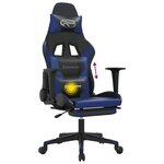 vidaXL Chaise de jeu de massage et repose-pied Noir et bleu Similicuir