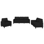 vidaXL Ensemble de canapés 3 Pièces avec coussins Noir Tissu
