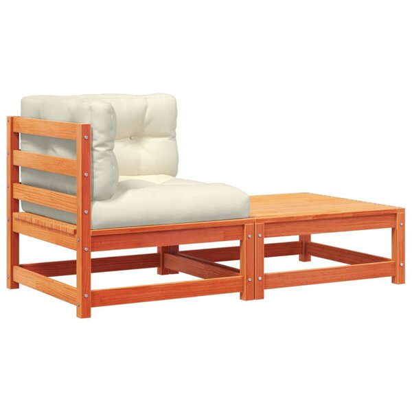 vidaXL Canapé d'angle de jardin avec coussins et repose-pieds