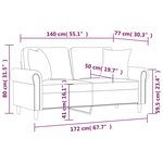 vidaXL Canapé 2 places avec oreillers décoratifs gris 140cm similicuir
