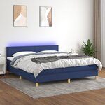 vidaXL Sommier à lattes de lit avec matelas LED Bleu 160x200 cm Tissu