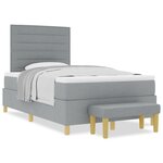 vidaXL Lit à ressorts avec matelas et banc Gris clair 120x200 cm Tissu