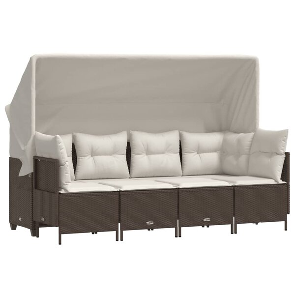 vidaXL Salon de jardin avec coussins 5 Pièces marron résine tressée