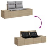 Ensemble de canapé de jardin 9 pièces avec coussins beige poly rotin acacia