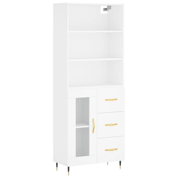 vidaXL Buffet haut Blanc 69 5x34x180 cm Bois d'ingénierie