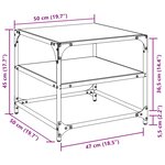 vidaXL Table basse avec dessus en verre noir 50x50x45 cm acier